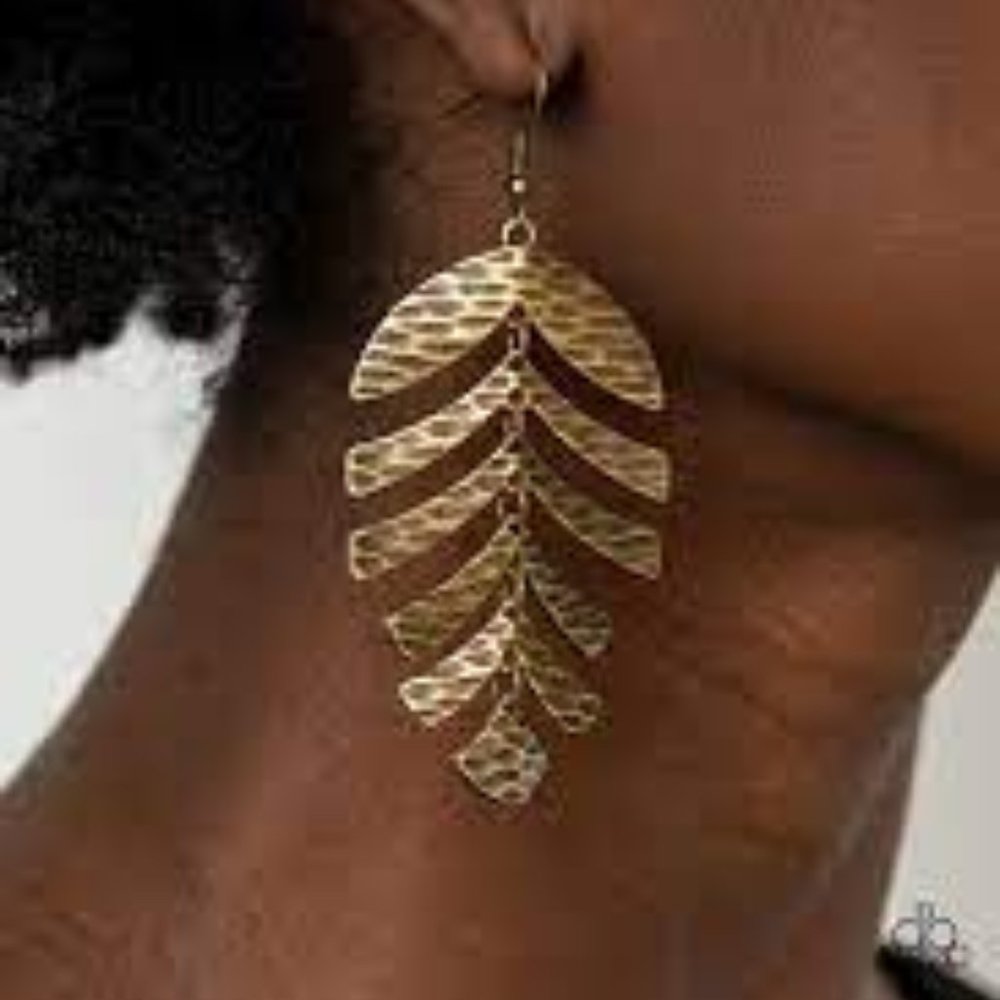 5 For $20! Paparazzi Earring ~ Palm Lagoon - Gold